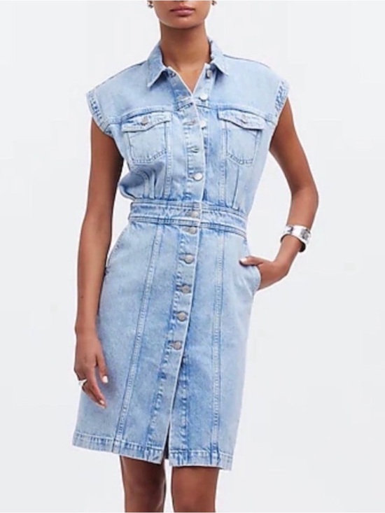Madewell Dresses & Skirts - Madewell Denim Cap-Sleeve Shirtdress in Aquino Wash 100% Cotton